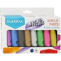 Starpak akrilfesték készlet - 8x25 ml - metál színek