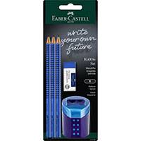 Faber-Castell Grip Roll-On grafitceruza szett - 3 db B ceruza + hegyező + radír - sötétkék