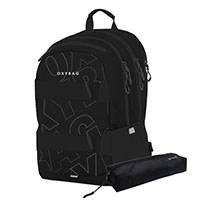 OXY Sport laptoptartós diák hátizsák - 27 literes fekete feliratos + ajándék tolltartó