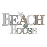 BEACH HOUSE felirat - fa fali dekoráció - 58x2,5x30 cm