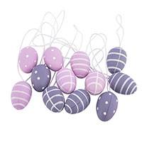 Húsvéti dekor tojás - 12 darabos - lila csíkos és pöttyös