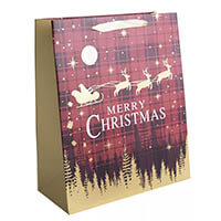 Karácsonyi ajándéktasak - 42x31 cm - Merry Christmas - piros kockás