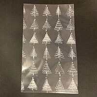 Karácsonyi celofán zacskó - fenyőfás Mikulás zacskó - 25x15 cm
