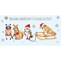 Kellemes karácsonyt és boldog új évet! karácsonyi képeslap - zsebes - állatos