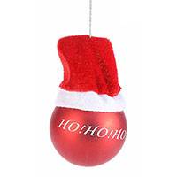 Mikulássapkás piros karácsonyfadísz - gömb 5,5 cm - Ho! Ho! Ho!