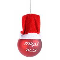Mikulássapkás piros karácsonyfadísz - gömb 5,5 cm - Jingle Bell