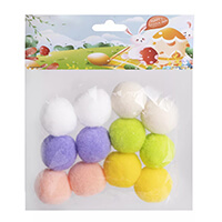 Színes textil tojás / pompom - 12 darabos 2 cm