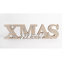 XMAS karácsonyi felirat - álló - natur fa 36x10 cm