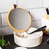 Altom fürdőszobai tároló tükörrel - műanyag/bambusz - 14x5 cm