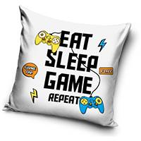 GAMER díszpárna - 40x40 cm - Eat Sleep Game repeat