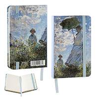 Monet notesz gumipánttal - 14x9 cm - Hölgy esernyővel