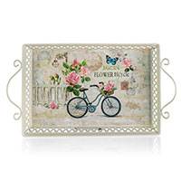 Fém virágos dekortálca - Jardin Flower Bicycle - 41x23 cm