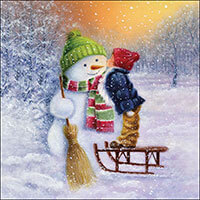 Hóemberes karácsonyi szalvéta - Child kissing snowman