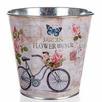 Rózsás - biciklis fém kaspó - 12x11,5 cm - Jardin Flower Bicycle