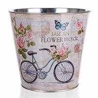 Rózsás - biciklis fém kaspó - 15x14 cm - Jardin Flower Bicycle