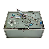 Tiffany-s ékszertartó doboz - kék pillangós