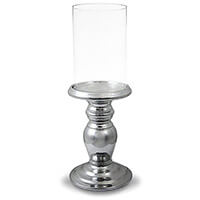 Üveg gyertyatartó ezüst színű talppal - 34,5 cm