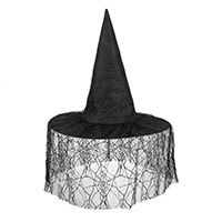 Boszorkány kalap fátyollal - fekete