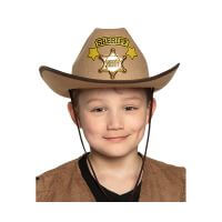 Cowboy szövet kalap Sheriff csillaggal - gyerekeknek - barna