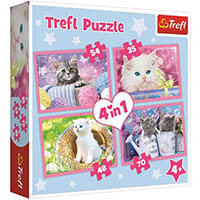 Vidám cicák 4 az 1-ben puzzle - Trefl
