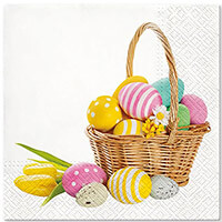 Húsvéti  szalvéta - hímes tojások kosárban