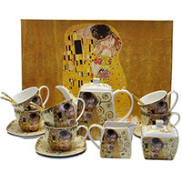 Klimt porcelán komplett porcelán kávés / teáskészlet 240 ml - 6 személyes - The Kiss/Életfa