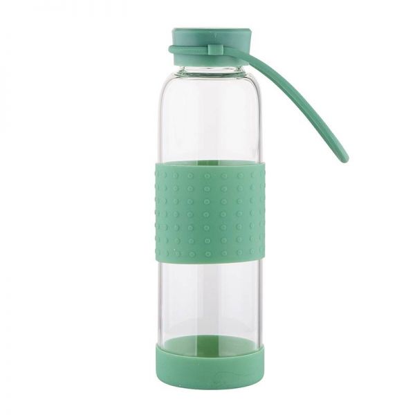 Altom borosilicate üvegpalack / kulacs szilikon borítással - 550 ml - zöld