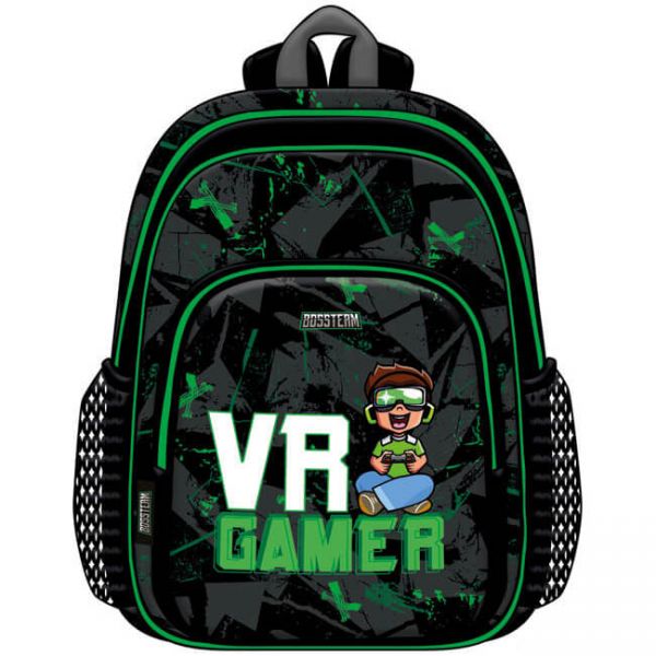 BossTeam VR Gamer iskolai hátizsák szivacsos háttal - 40,5x14x30,5 cm