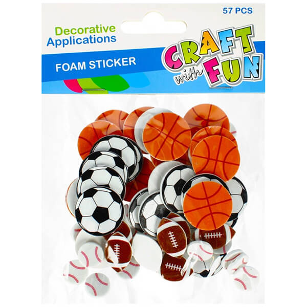 Craft Fun öntapadós dekorgumi - labdák - foci, kosárlabda - 57 darabos