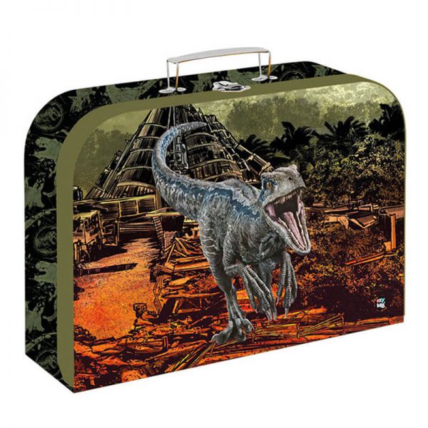 Jurassic World dinós kartonbőrönd - barna/zöld