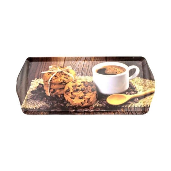 Kávés - süteményes műanyag zserbós tálca - 37,5x2x16 cm