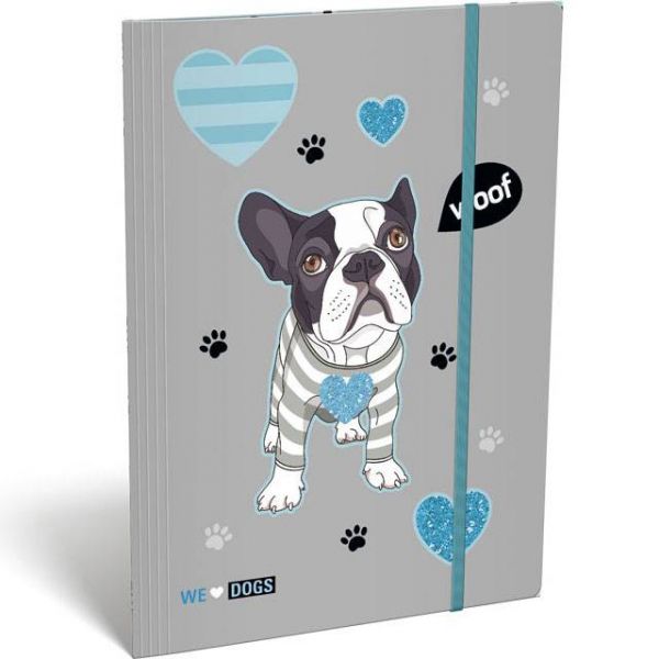 We Love Dogs Woof kutyás gumis mappa A4 - Lizzy Card
