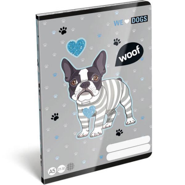 We Love Dogs Woof kutyás kockás füzet A5 - 27-32
