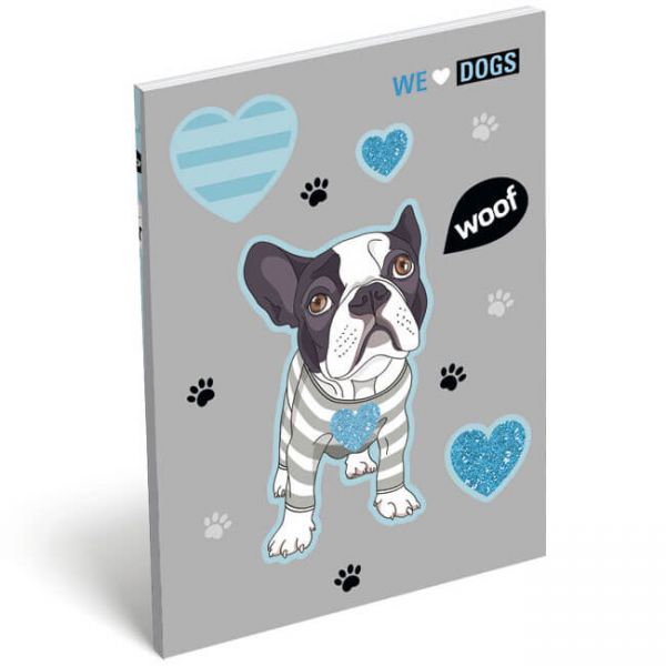 We Love Dogs Woof kutyás papírfedeles notesz - A7