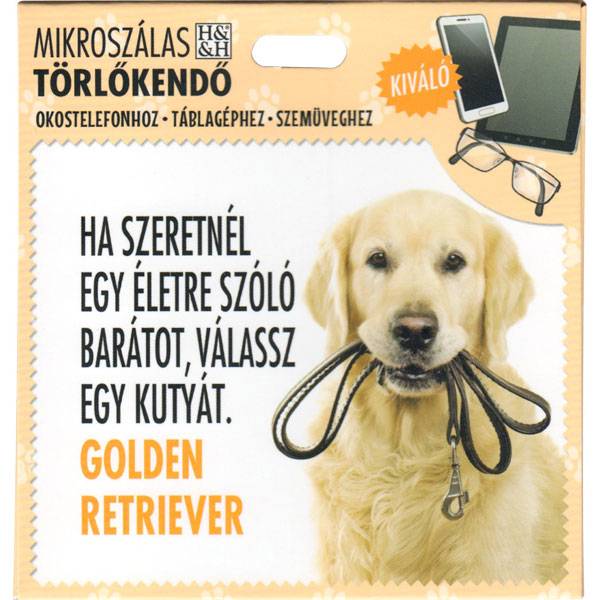 Golden retriever kutyás mikroszálas törlőkendő - H&H