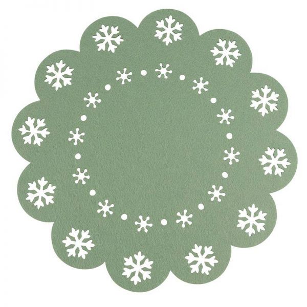 Karácsonyi hópelyhes tányéralátét - filc 38 cm - zöld