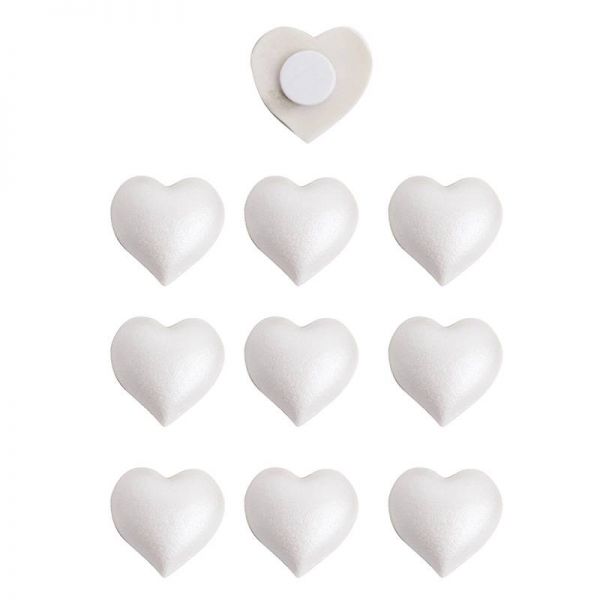 Öntapadós fehér szív - 10 darabos 2,2 cm