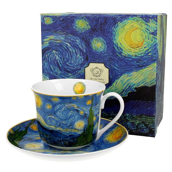 Van Gogh Csillagos éj porcelán JUMBO csésze aljjal - 400 ml - díszdobozos