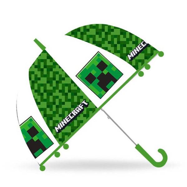 Minecraft átlátszó esernyő - 70 cm - zöld/fehér