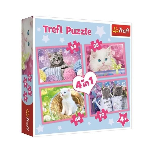 Vidám cicák 4 az 1-ben puzzle - Trefl