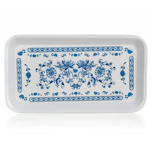 Banquet műanyag szendvicstálca - fehér/kék - 29,5x16,5 cm