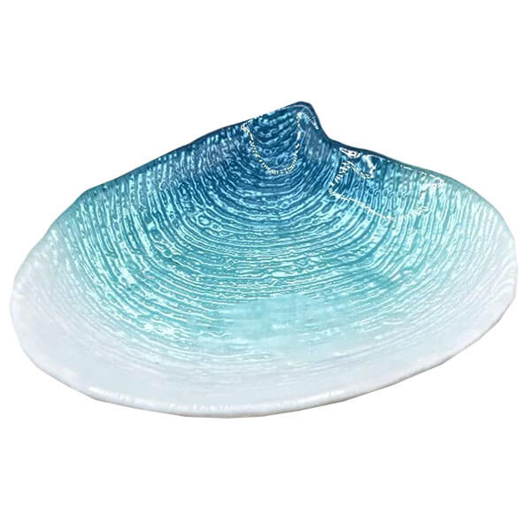Kagyló formájú üveg tányér tálka - 16 cm