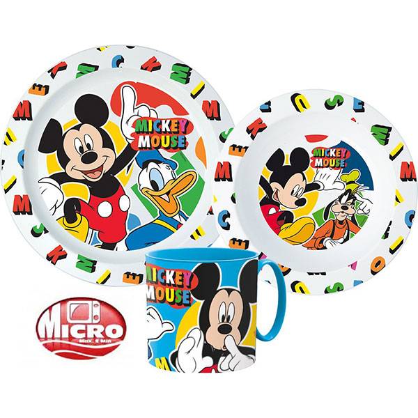 Mickey Egeres műanyag étkészlet bögrével 265 ml - 3 részes - mikrozható