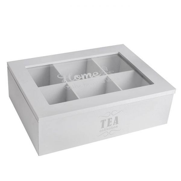 TEA Collection teafiltertartó doboz - 6 rekeszes - fehér
