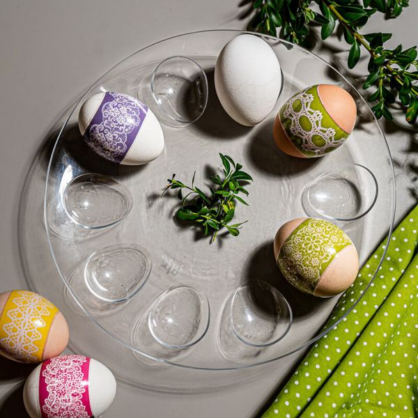 Húsvéti tojástartó tányér -  műanyag 23 cm - átlátszó